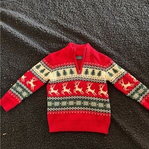 The Children's Place Red and Green Reindeer Sweater